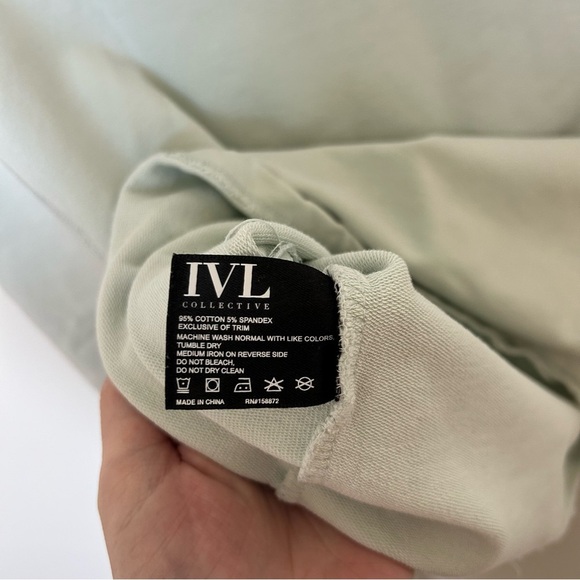 Women’s IVL COLLECTIVE Mint Cropped Sweater, Long Puff Sleeve, Size 10 - Picture 6 of 6